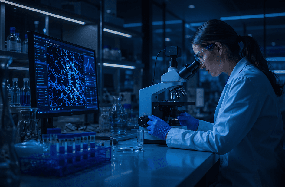 Laboratory research environment with scientific equipment